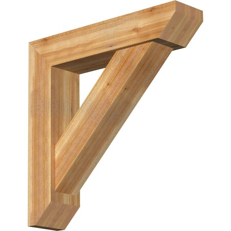 Traditional Slat Rough Sawn Bracket W/ Offset Brace, Western Red Cedar, 8W X 36D X 36H